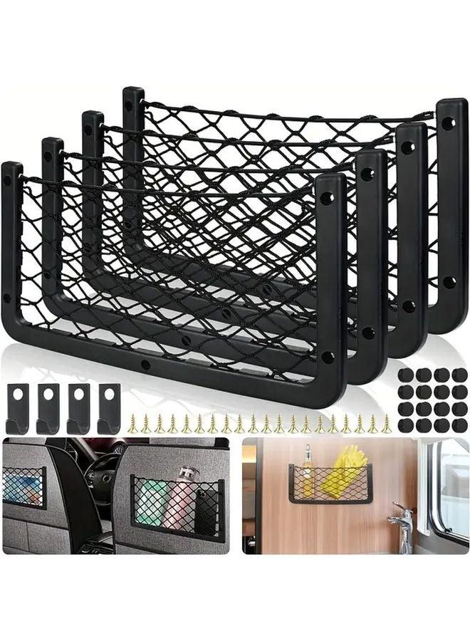 شبكة تخزين عالمية للسيارة، حزمة من 4 مع خطاطيف ومسامير لـ RV، قارب، شاحنة، SUV - Image 1